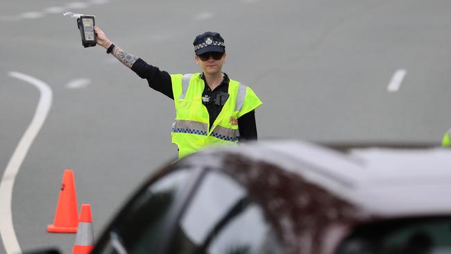 Police conduct random breath testing.