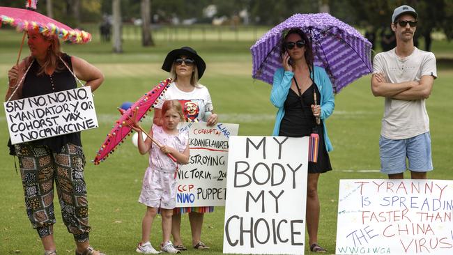 Crowds hold signs at the rally. Picture: David Geraghty