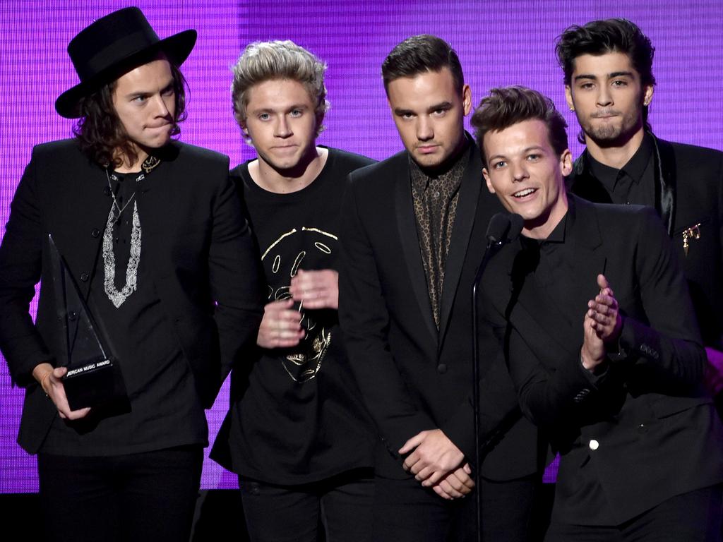 One Direction’s Harry Styles, Niall Horan, Liam Payne, Louis Tomlinson and Zayn Malik at the 2014 American Music Awards in LA. Picture: Kevin Winter/Getty Images