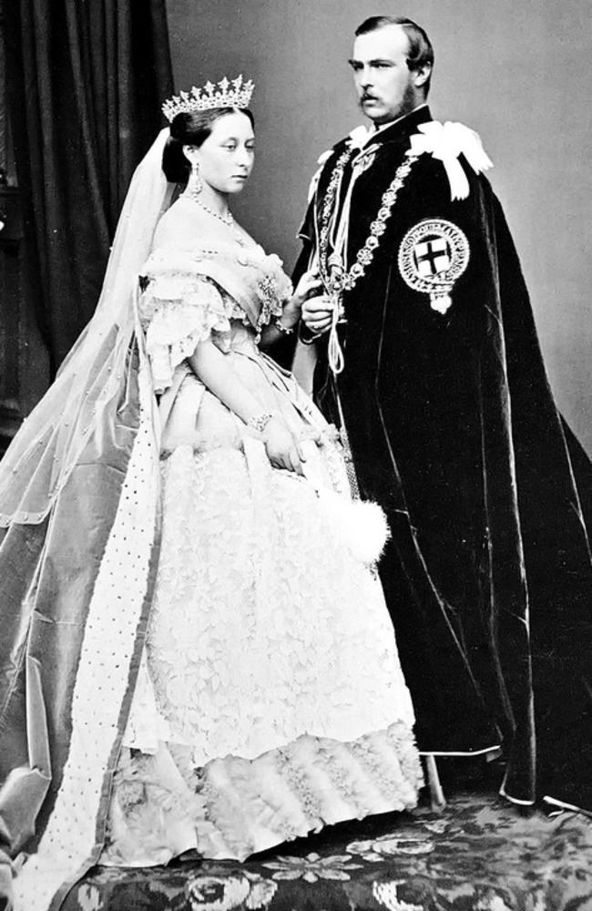 Prince Philip’s parents Princess Alice and Prince Louis of Hesse on their wedding day on July 1, 1862.