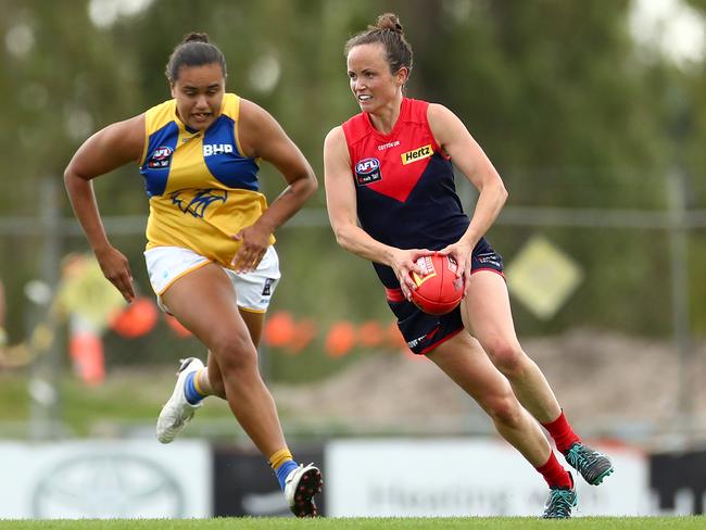 Daisy Pearce is a star with the Demons. (Photo by Kelly Defina/Getty Images)