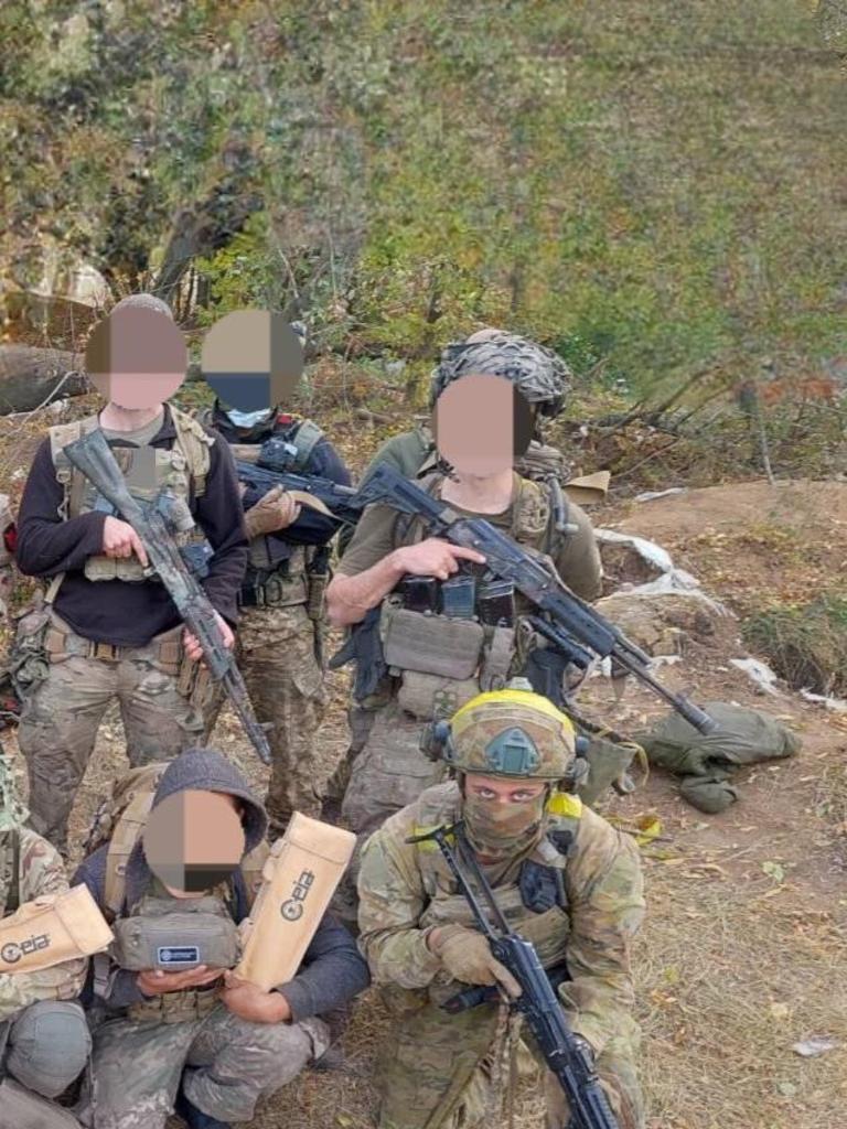 Matthew Jepson (front) pictured with other soldiers from Chosen Company in Ukraine