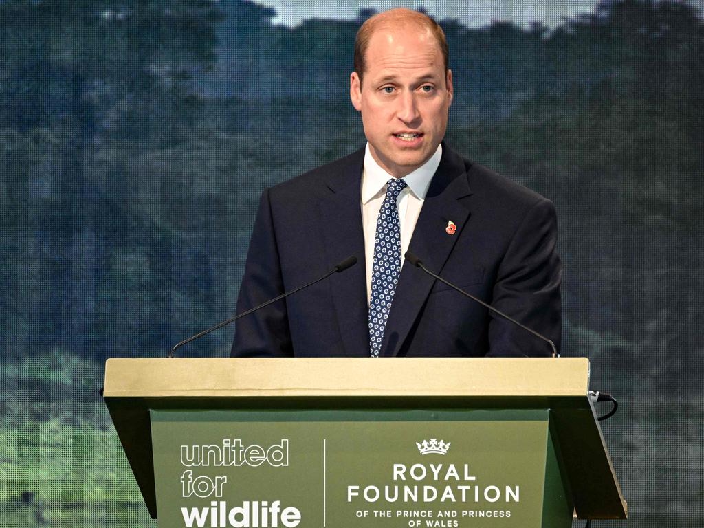 Prince William, Prince of Wales delivers a speech during the United for Wildlife Global Summit at Gardens by the Bay in Singapore. Picture: AFP