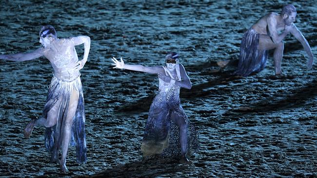 Indigenous dancers perform at the Commonwealth Games 2018 opening ceremony on the Gold Coast. Picture: AAP/Tracey Nearmy