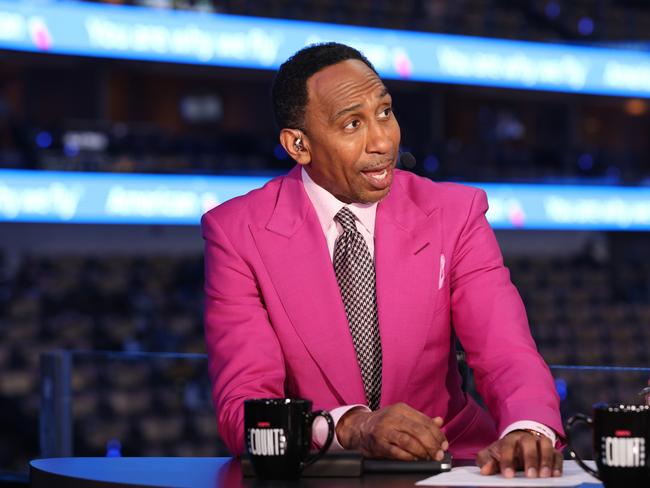 DALLAS, TEXAS - JUNE 12: ESPN commentator Stephen A. Smith reports before Game Three of the 2024 NBA Finals between the Boston Celtics and the Dallas Mavericks at American Airlines Center on June 12, 2024 in Dallas, Texas. NOTE TO USER: User expressly acknowledges and agrees that, by downloading and or using this photograph, User is consenting to the terms and conditions of the Getty Images License Agreement. (Photo by Tim Heitman/Getty Images)