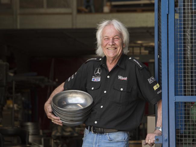 Bruce Harding pictured at his factory in Lawson where he creates his Oz 21 Stainless Cookware. Picture: Justin Sanson