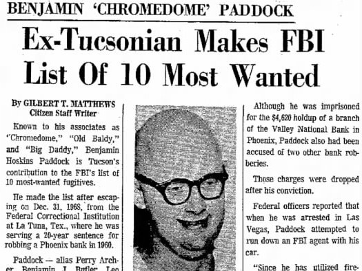 A newspaper report about Benjamin Paddock, the father of the Las Vegas shooter.