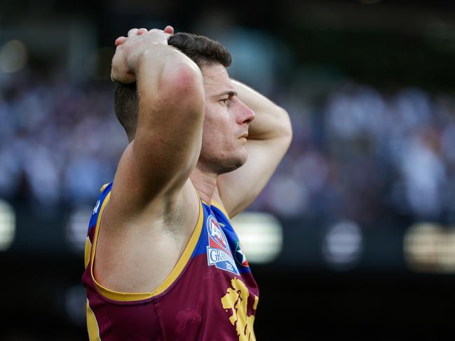 MELBOURNE, AUSTRALIA - SEPTEMBER 30: A dejected Dayne Zorko of the Lions is seen during the 2023 AFL Grand Final match between the Collingwood Magpies and the Brisbane Lions at the Melbourne Cricket Ground on September 30, 2023 in Melbourne, Australia. (Photo by Russell Freeman/AFL Photos via Getty Images)