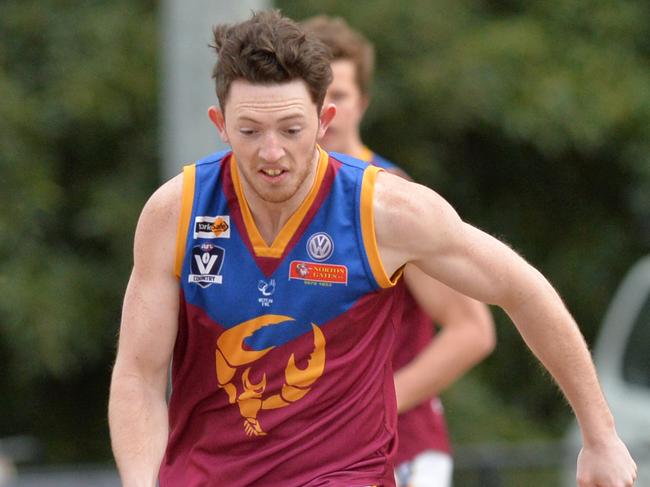 Nepean Football League: Devon Meadows v Tyabb at Glover Reserve, Devon Meadows. Tyabb #32 Liam Rogan.  Picture: AAP/ Chris Eastman