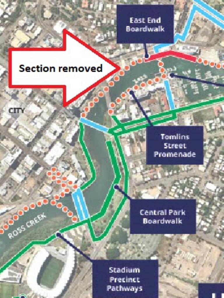The East End Boardwalk will no longer connect to the George Roberts Bridge. Picture: Supplied.