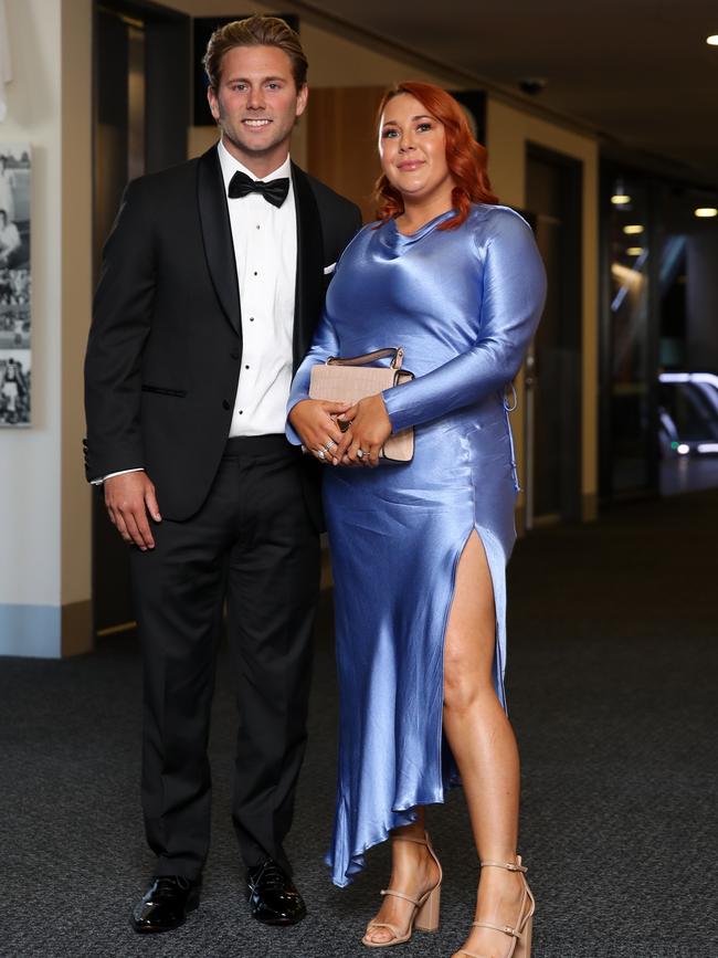 Caleb and Chloe Daniel at Adelaide Oval for the Brownlow Medal count. Picture: Matt Turner / AFL Photos via Getty Images