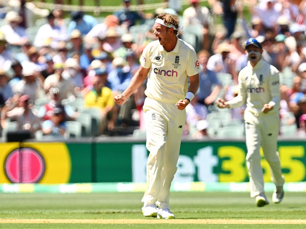 For once, Broad did not get the better of Warner but the returning England bowler did take the wicket of Harris early on. Picture: Quinn Rooney/Getty Images
