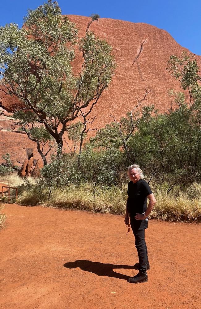 Icehouse frontman Iva Davies at Uluru. Australia’s red dirt inspired hit Great Southern Land. Picture: Supplied.