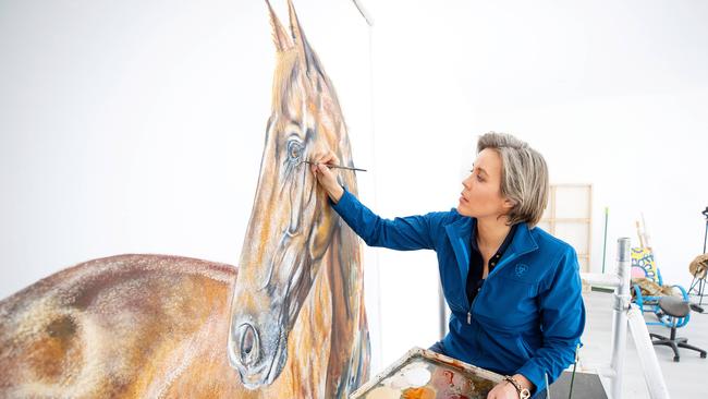 Nicole Slater has set up a painting studio at her home. Picture: Mark Stewart