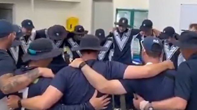 The Victorian men celebrate their win.