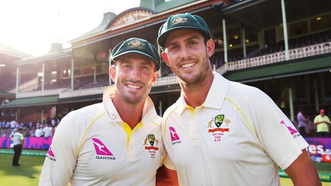 Shaun and Mitch Marsh after scoring Ashes centuries. Picture: Phil Hillyard