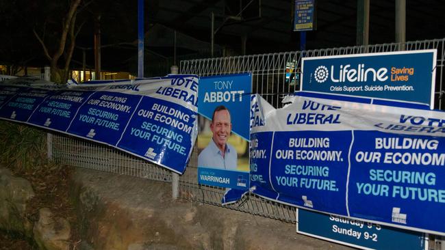 An alleged assault occurred outside a Balgowlah Heights polling booth overnight after stickers and signs were allegedly attempted to be defaced.