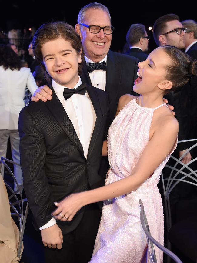 Gaten Matarazzo and Millie Bobby Brown attend the 24th Annual Screen Actors Guild Awards at The Shrine Auditorium on January 21, 2018 in Los Angeles, California. Picture: Getty