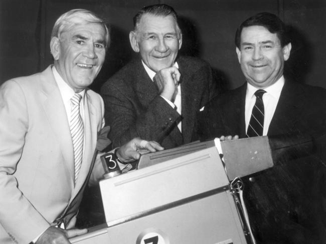 Lou Richards, Jack Dyer and Ron Casey in Melbourne for <i>League Teams</i>.