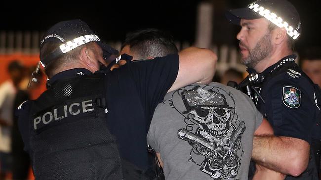 Police were out and about in big numbers overnight. Picture: AAP Image/Richard Gosling