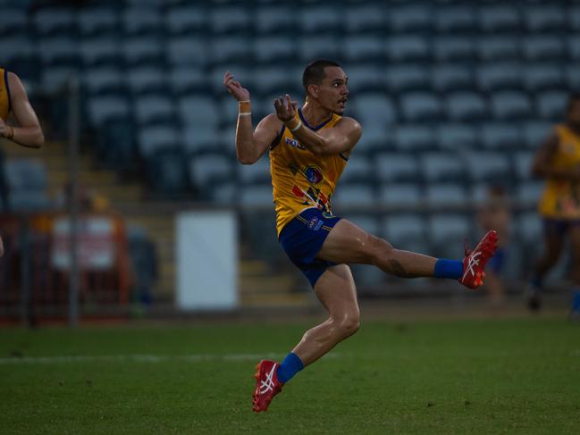 Wanderers’ captain Braedon McLean was a powerhouse in defence for his side. Photograph: Che Chorley