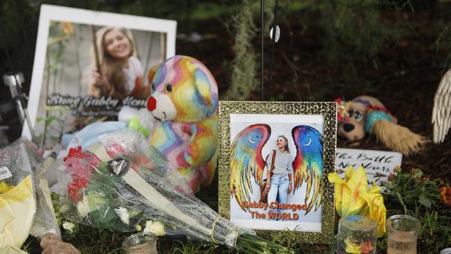 A makeshift memorial dedicated to Gabby Petito near the North Port City Hall in Florida. Picture: Octavio Jones/Getty Images/AFP