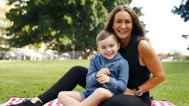 Michelle Bridges and her son Axel at Milsons Point. Picture: Sam Ruttyn