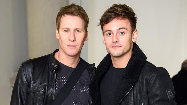 8300970bq - 'David Hockney' exhibition opening reception, Tate Britain, London, UK - 07 Feb 2017Pictured: Dustin Lance Black and Tom DaleyRef: SPL1437089  070217  Picture by: Rex Features / Splash NewsSplash News and PicturesLos Angeles: 310-821-2666New York: 212-619-2666London: 870-934-2666photodesk@splashnews.com