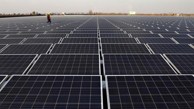 A floating solar power plant in Huainan, a former coalmining region, in China's eastern Anhui province.