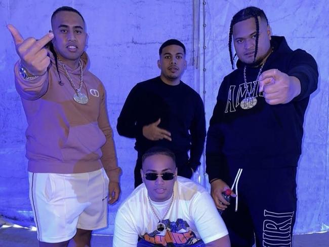 OneFour rappers Spencer “Spenny14” Magalogo posted a photo of the group with the song Many Men by 50 Cent playing after news of the alleged plot to kill them. Picture: Supplied
