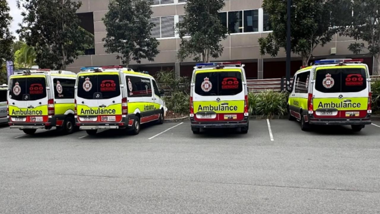 Ambulances ramped at the Gold Coast University Hospital in November 2023.