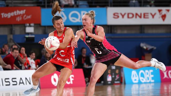 Maddy Proud of the Swifts and Hannah Petty of the Thunderbirds will lead their sides into battle in the grand final. Picture: Getty Images