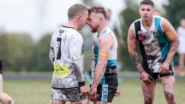 EDFL: Harley Short of Roxburgh Park and Hillside’s Lucas Failli. Picture: George Sal