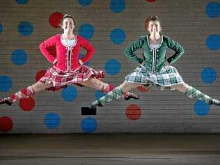 Courteney and Steffaney Treadwell are leaping into the world highland dancing championships held in Scotland. Picture: Adam Hourigan