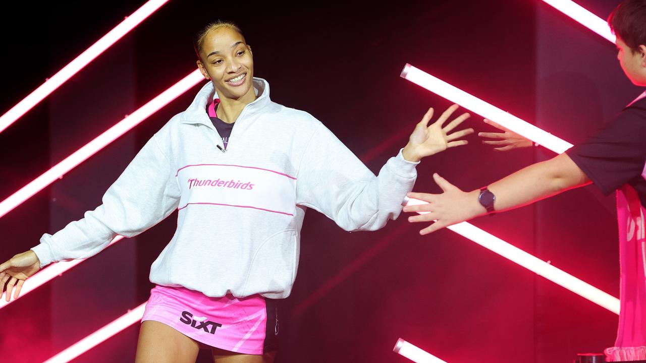 Shamera Sterling-Humphrey of the Thunderbirds runs out during the round three Super Netball match between Adelaide Thunderbirds and NSW Swifts. Photo: Getty Images