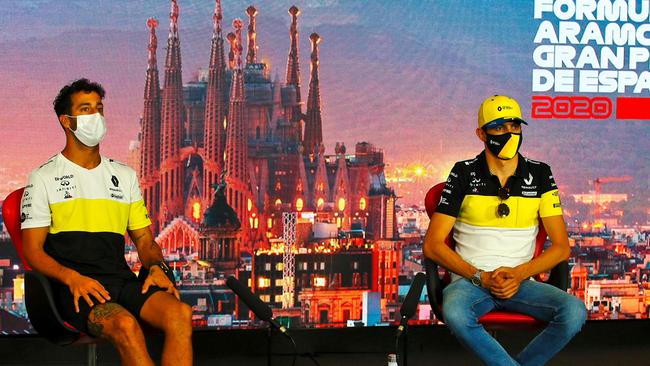 Renault's Australian driver Daniel Ricciardo and Renault's French driver Esteban Ocon