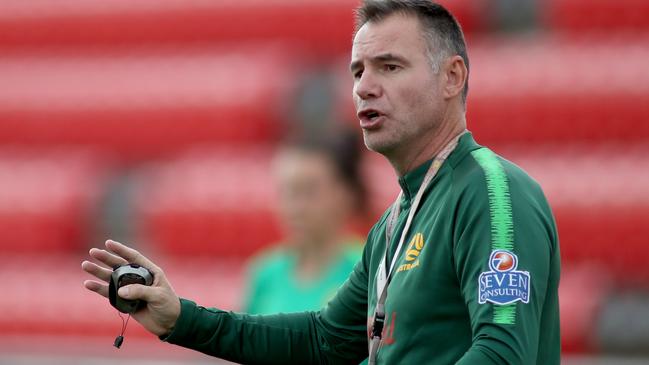 Head Coach Ante Milicic during an Australian Matildas training session at Hindmarsh Stadium in Adelaide, Monday, November 11, 2019.  (AAP Image/Kelly Barnes) NO ARCHIVING