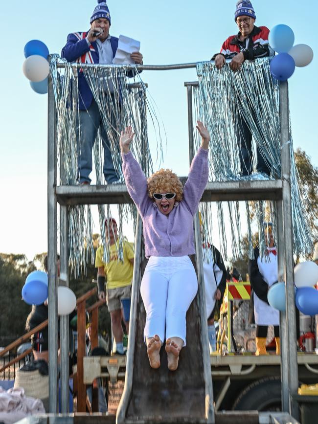 Kate Schilg Dressed as Kath from Kath and Kim at the Brocklesby Burrumbuttock Big Freeze at Brocklesby, NSW, which raised more than $150,000 for MND. Picture: Photos by Jess