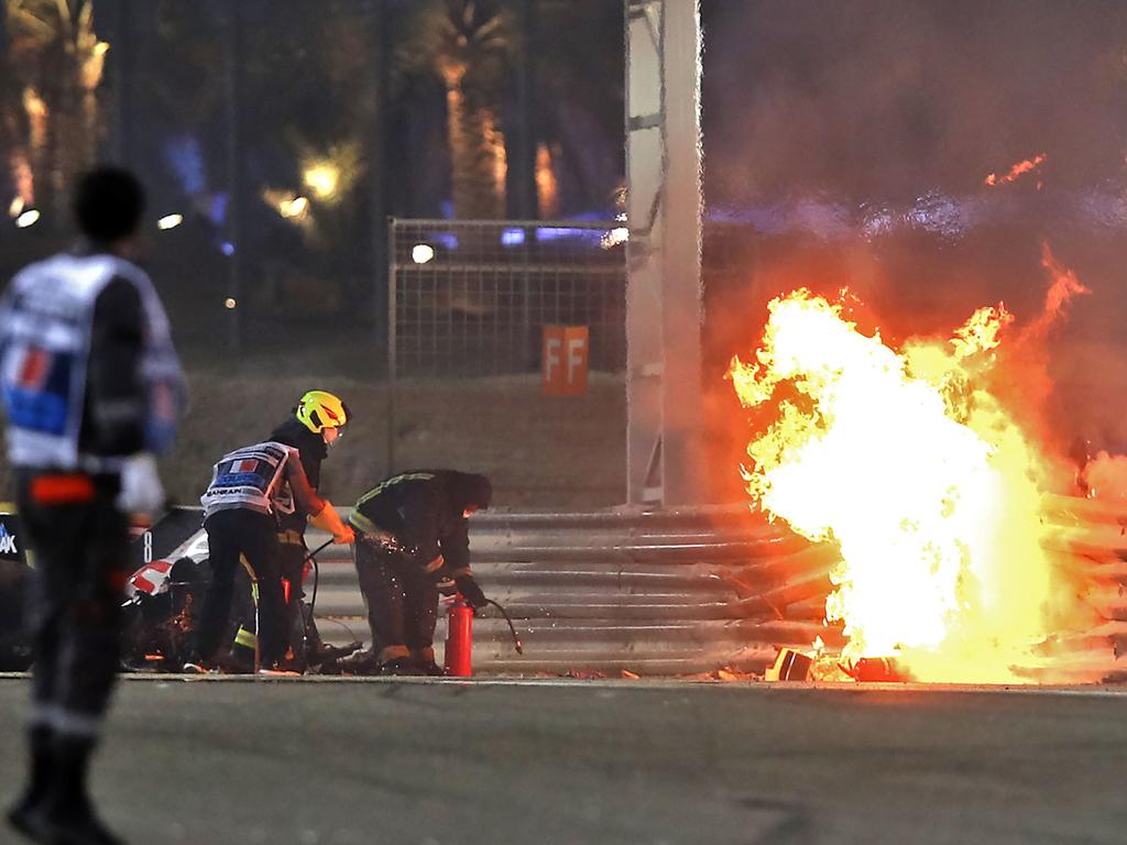 Romain Grosjean was in the middle of the fire for several seconds before clearing the scene of the crash.