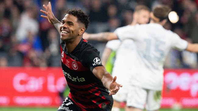 Kwame Yeboah celebrated his goal with a backflip. Picture: AAP