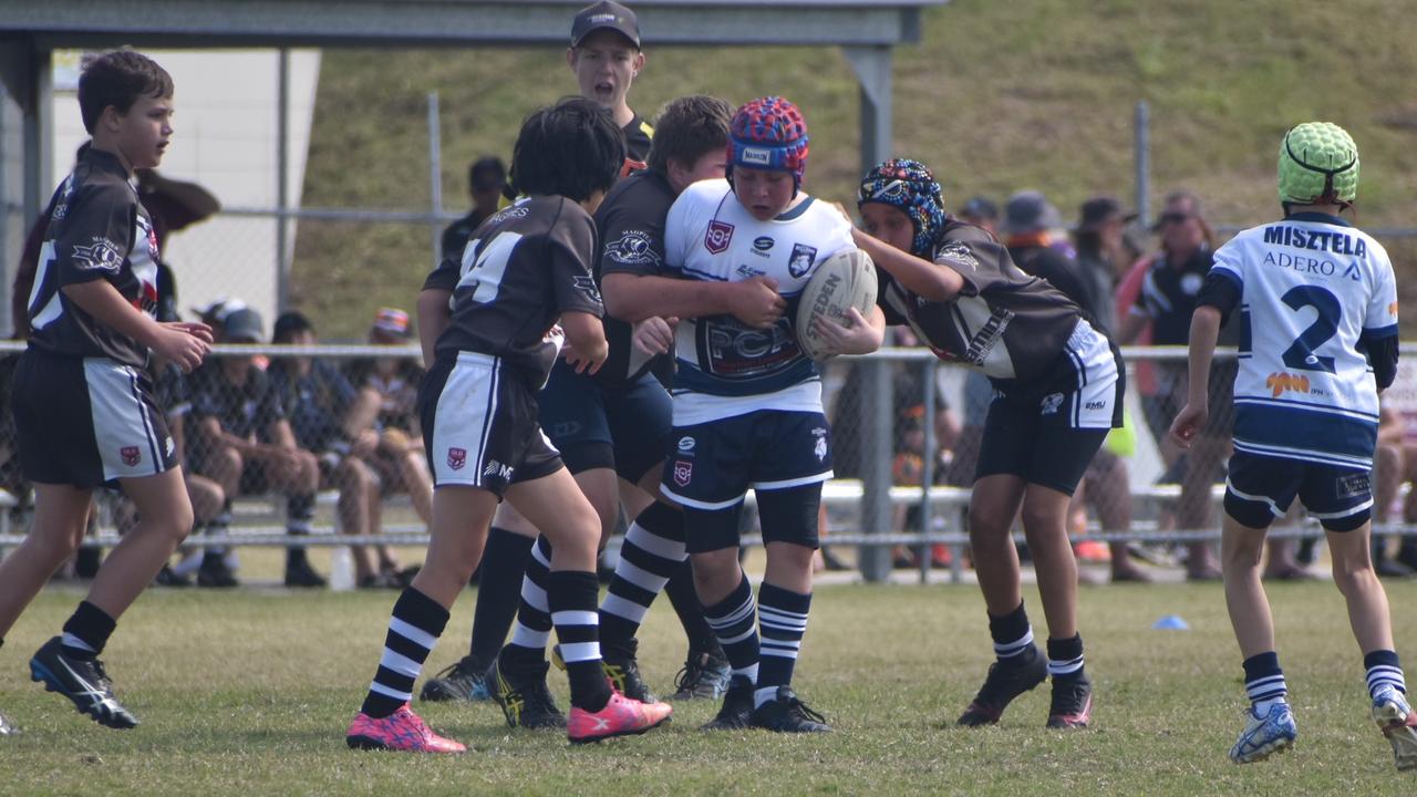 Archie Stevens in the Magpies and Bulldogs White clash in the RLMD U11 Mixed division at RLMD Fields, August 7, 2021. Picture: Matthew Forrest