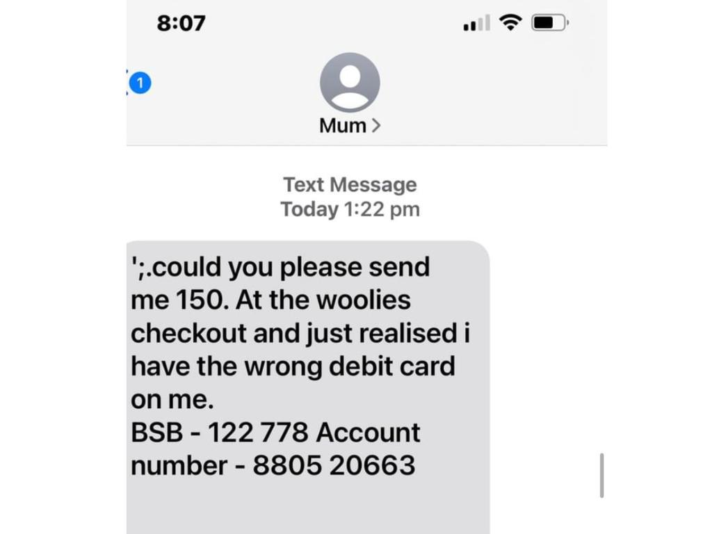 It comes after more than $2.6 million was lost to the 'hi mum' scam. Picture: Facebook / Lynne McKenzie