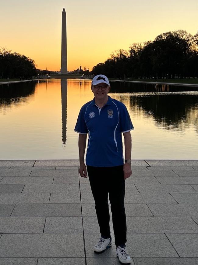 Anthony Albanese out for his morning walk in Washington. Picture: Instagram