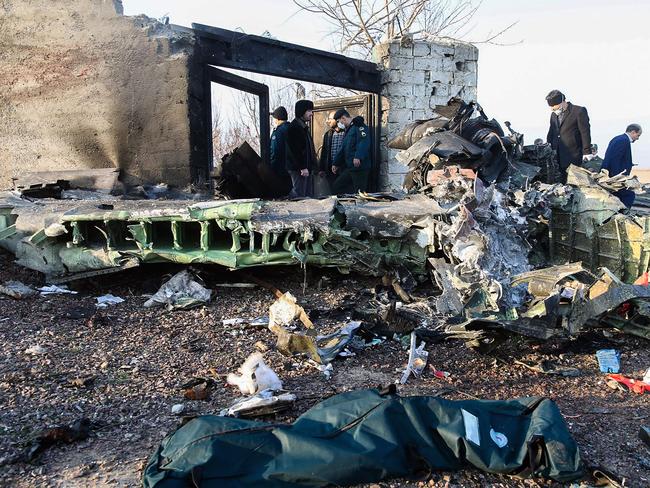 This picture appears to show a building that may have been destroyed after the crash of the Ukraine International Airlines flight. Picture: AFP