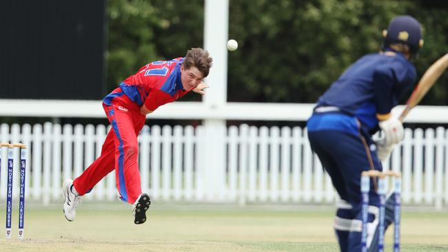 Jackson Haynes (pictured bowling for Toombul) has produced some good performances for Toowoomba Grammar in the Neil Dansie Cricket Festival. Picture Lachie Millard