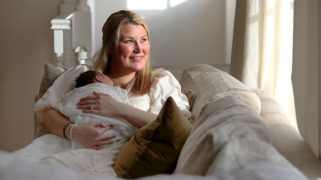 Extra special: Sally Hawach with her newborn son, Johnny. Picture: Jane Dempster