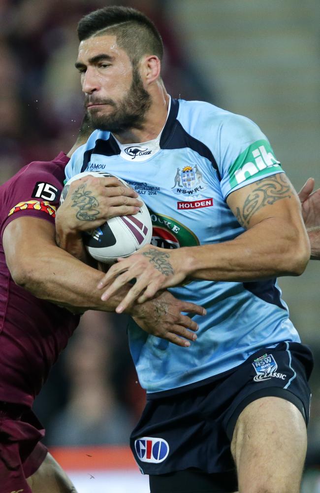 NSW's James Tamou during game 3 of the 2014 Origin series.