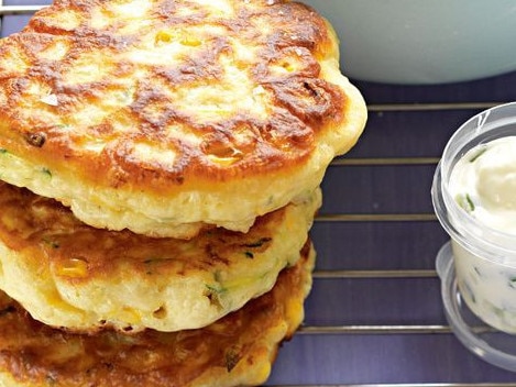 Sweetcorn and zucchini fritters.