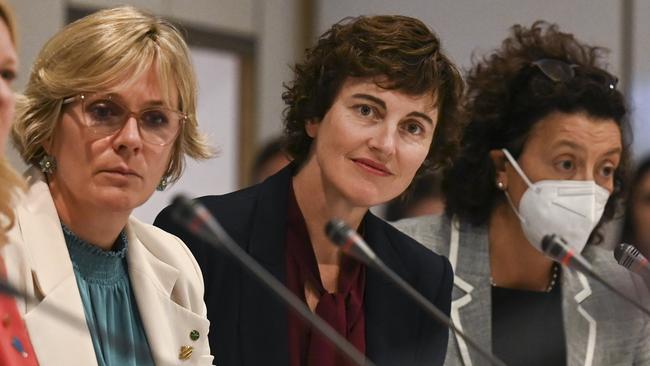 CANBERRA, AUSTRALIA - FEBRUARY 16: (L-R) Teal MPs Kylea Tink, Zali Steggall, Kate Chaney & Monique Ryan at the Referendum Working Group meeting at Parliament house in Canberra. Picture: NCA NewsWire / Martin Ollman