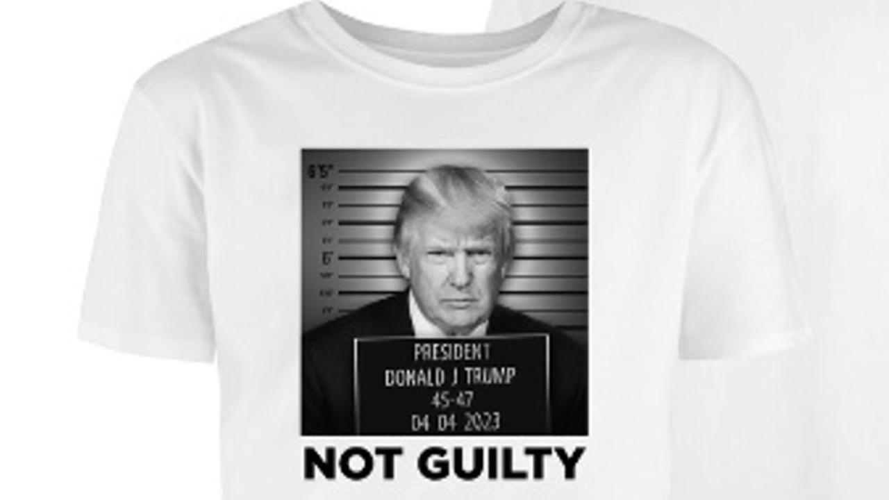 Donald Trump fake mugshot T-shirt goes on sale. Supplied